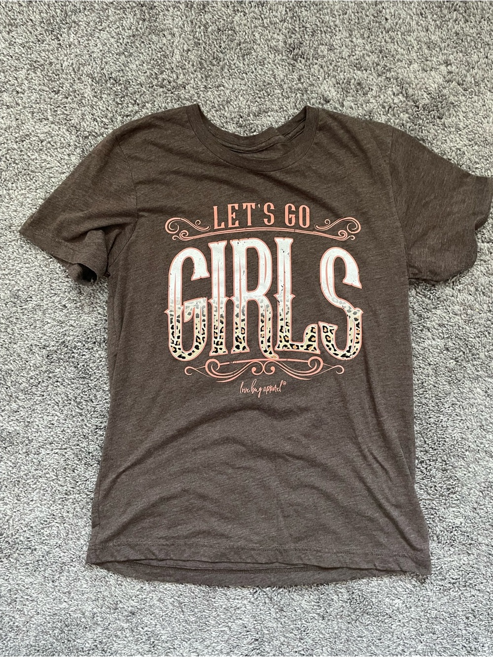 Bella Canvas Brown "Let's Go Girls" Graphic Tee with Pink & Leopard Accents
